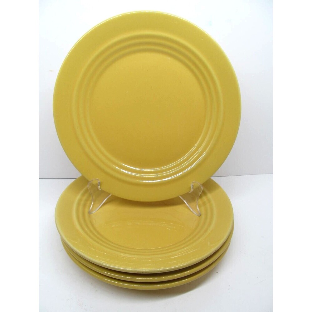 Crate & Barrel BoscoWare Yellow Behive Embossed Rings Salad Plates Bundle of 4